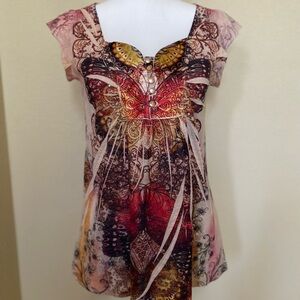 Live and Let Live Butterfly Print Blouse